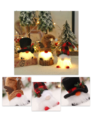 Christmas Santa Plush Gnome With Light Swedish Tomte Doll Gonk Gnome For Xmas Party Decor Home Table Ornament