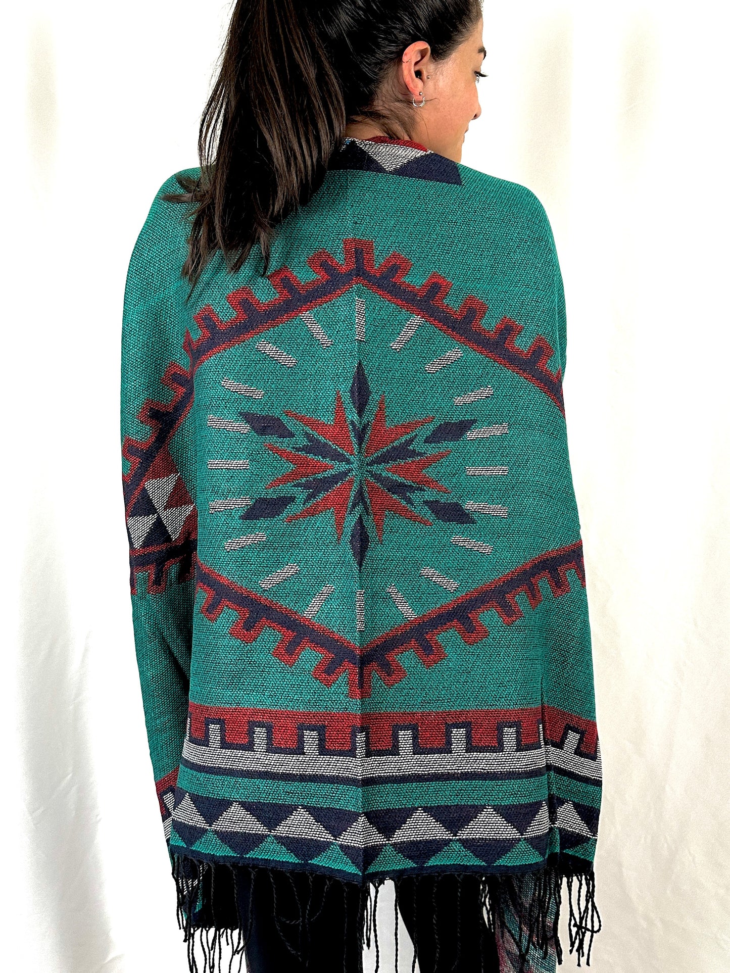 Green Poncho Cashmere Cardigan Pashmina Shawl