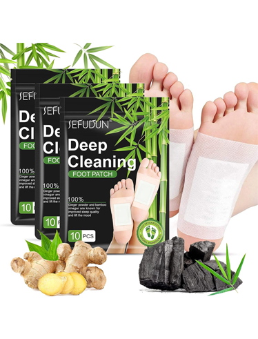 Deep Cleansing Foot Pads, Adhesive Sheets for Foot and Body Care Better, Natural Ginger Powder Bamboo Vinegar Foot Patches for Pain Relief, Relieve Stress, Relaxation